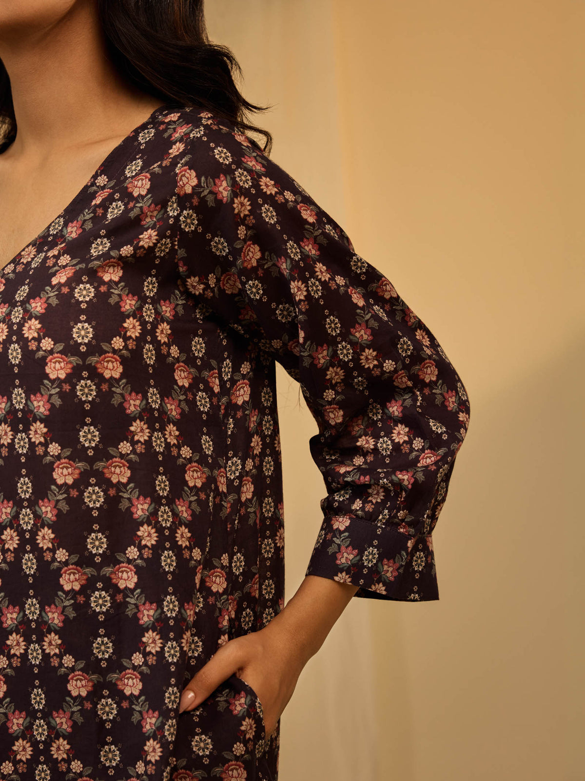 Roasted Coffee Voile Kurta