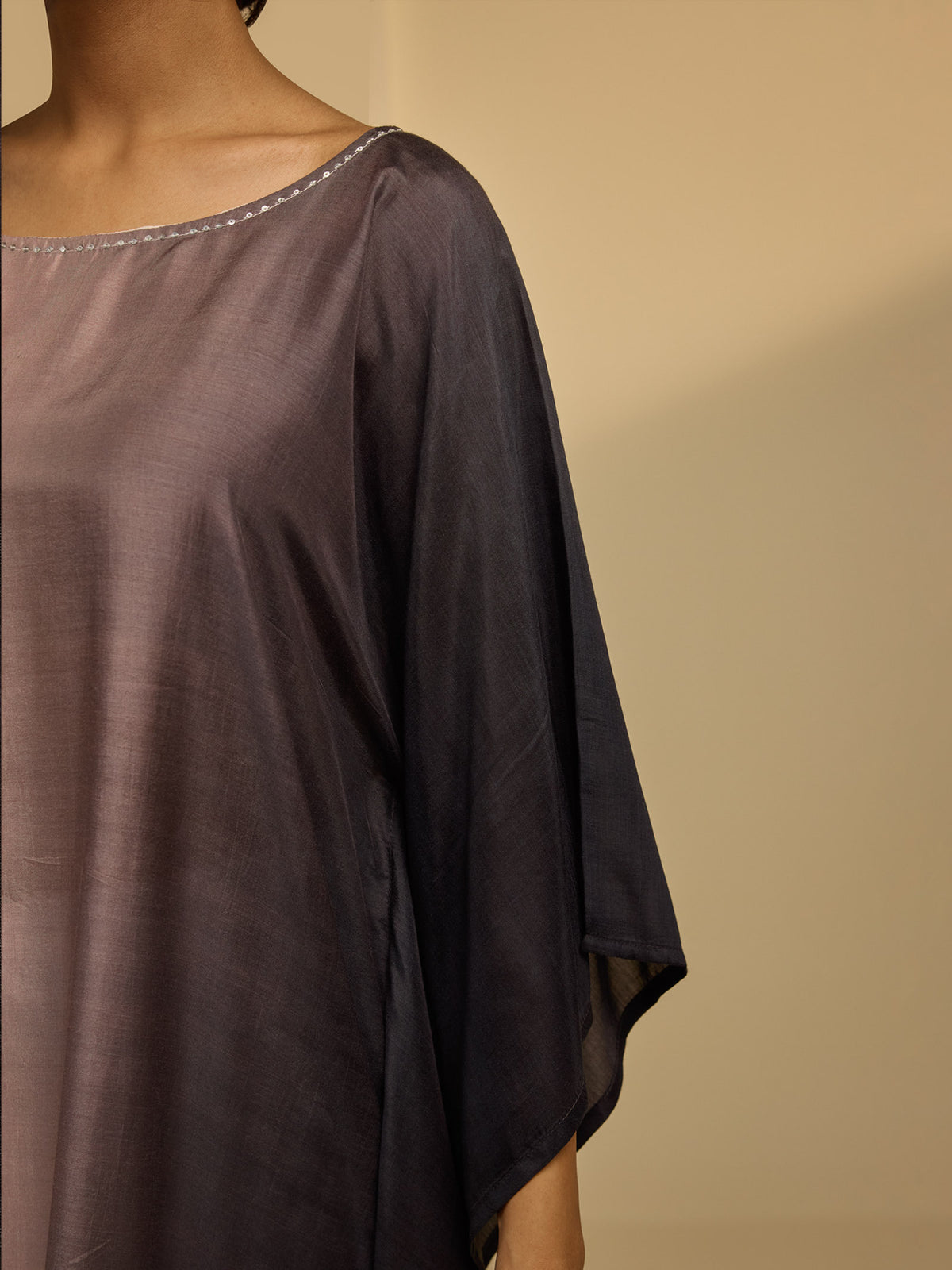 Ombre Black Silk Kaftan