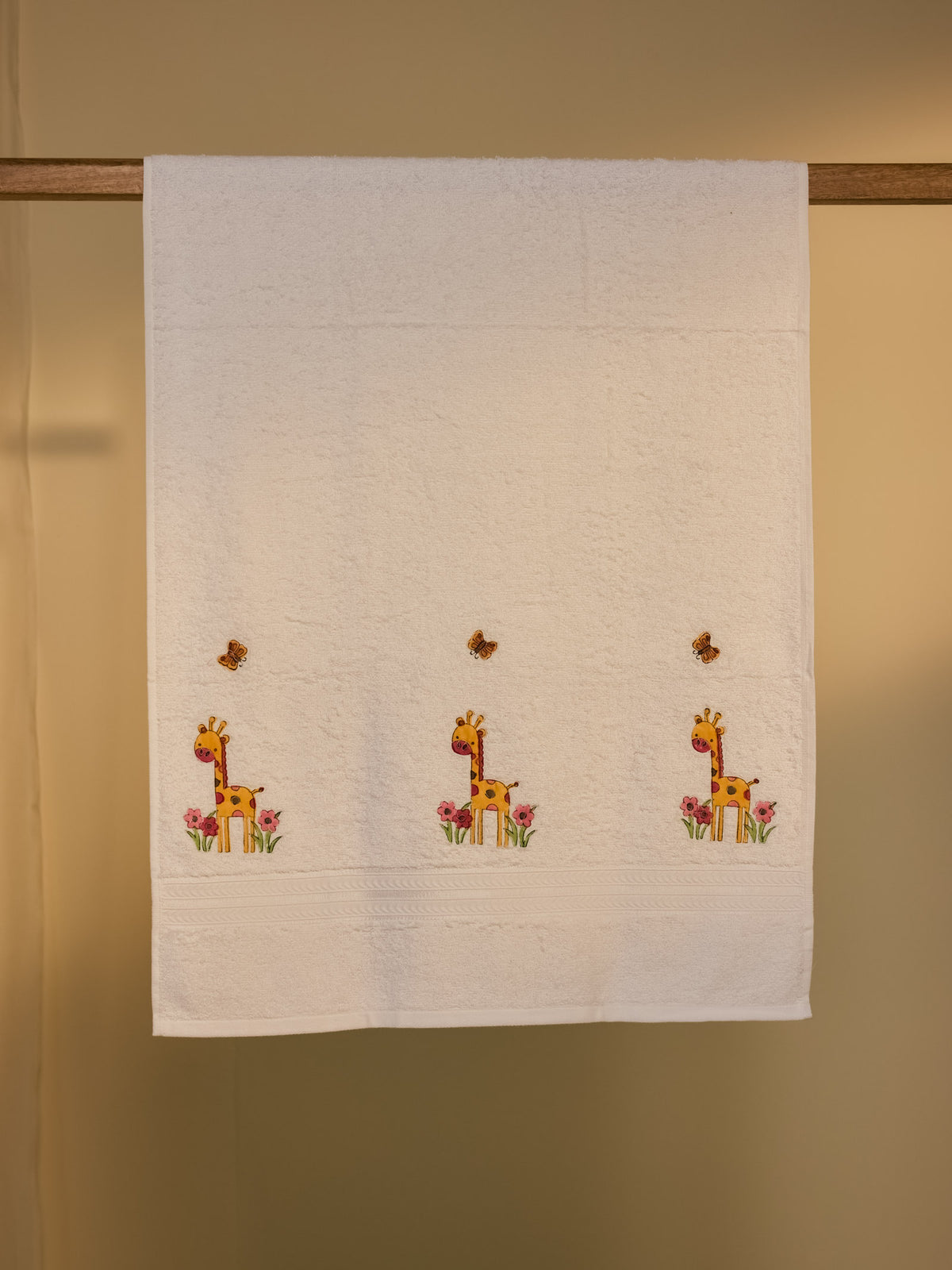 Giraffe With Flowers Baby Towel