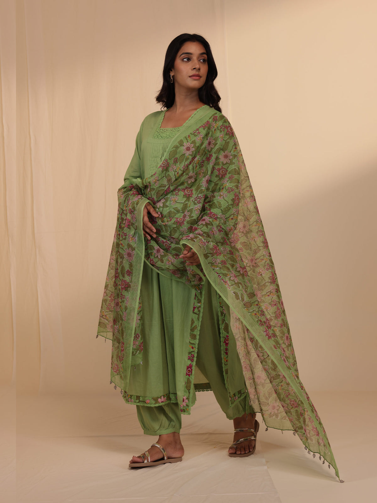 Nettle Green Voile Kurta