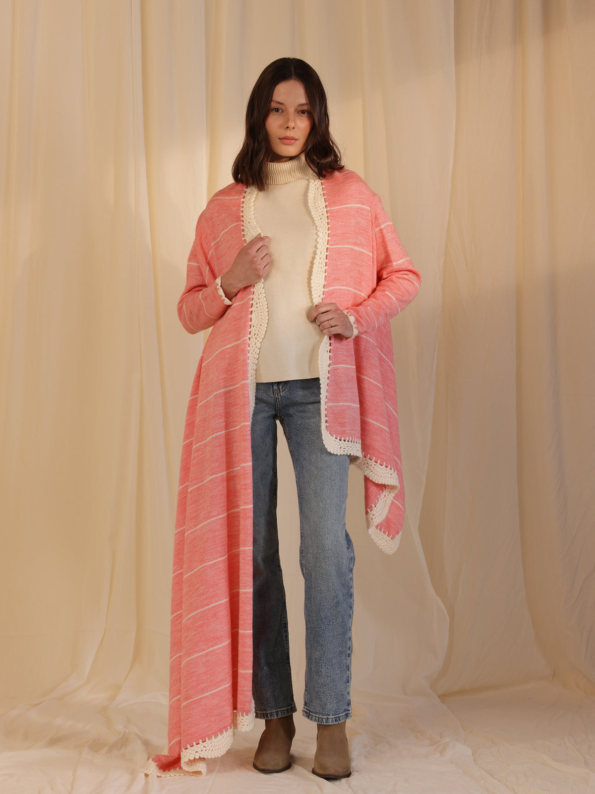Woollen Fun Factor Shrug - Pink