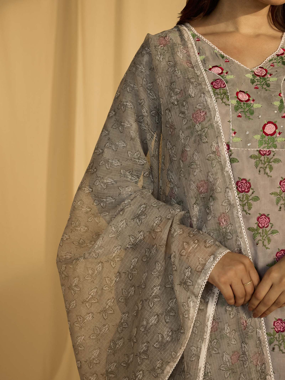 Dove Grey Kota Dupatta