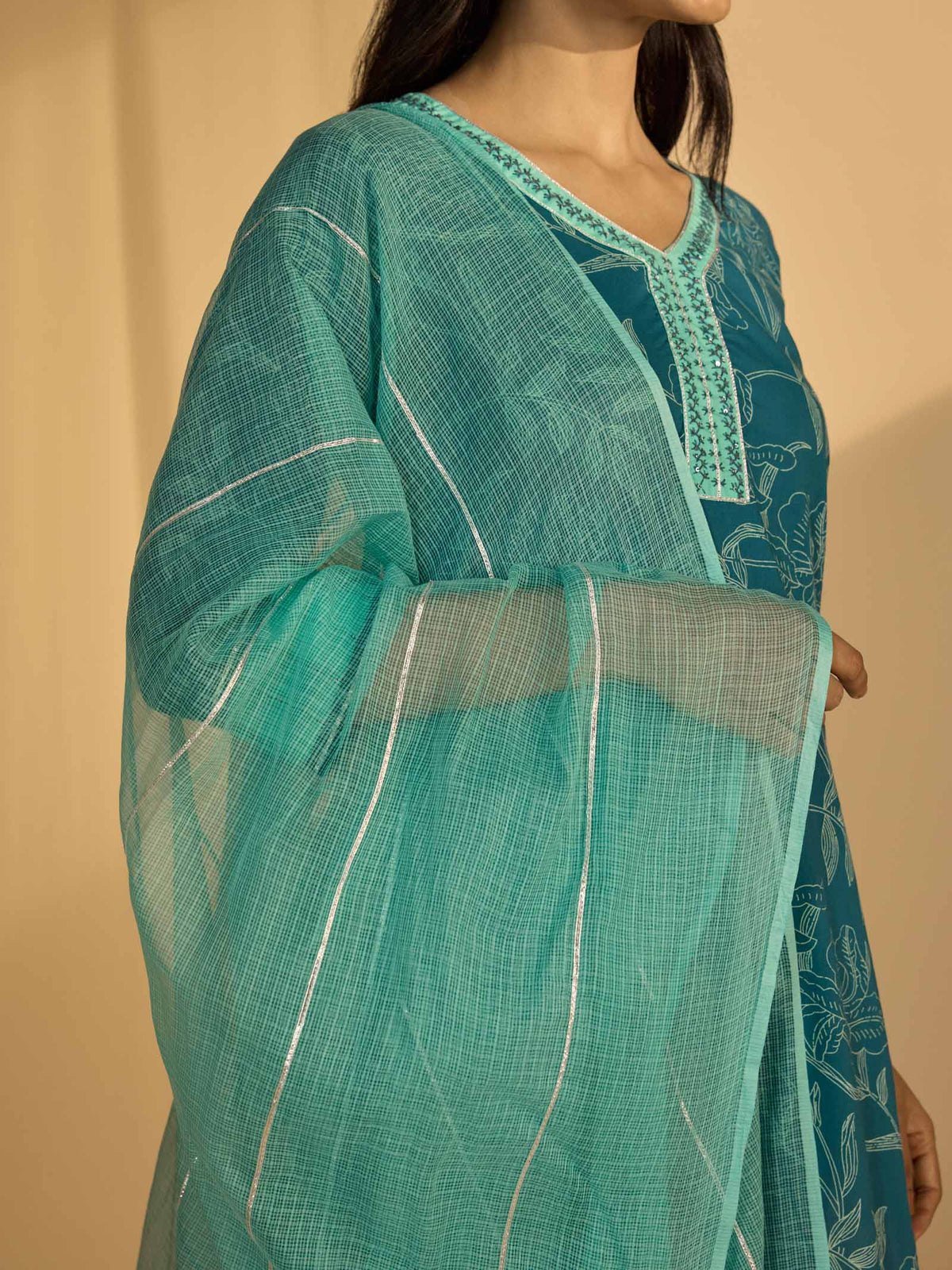 Teal Kota Dupatta
