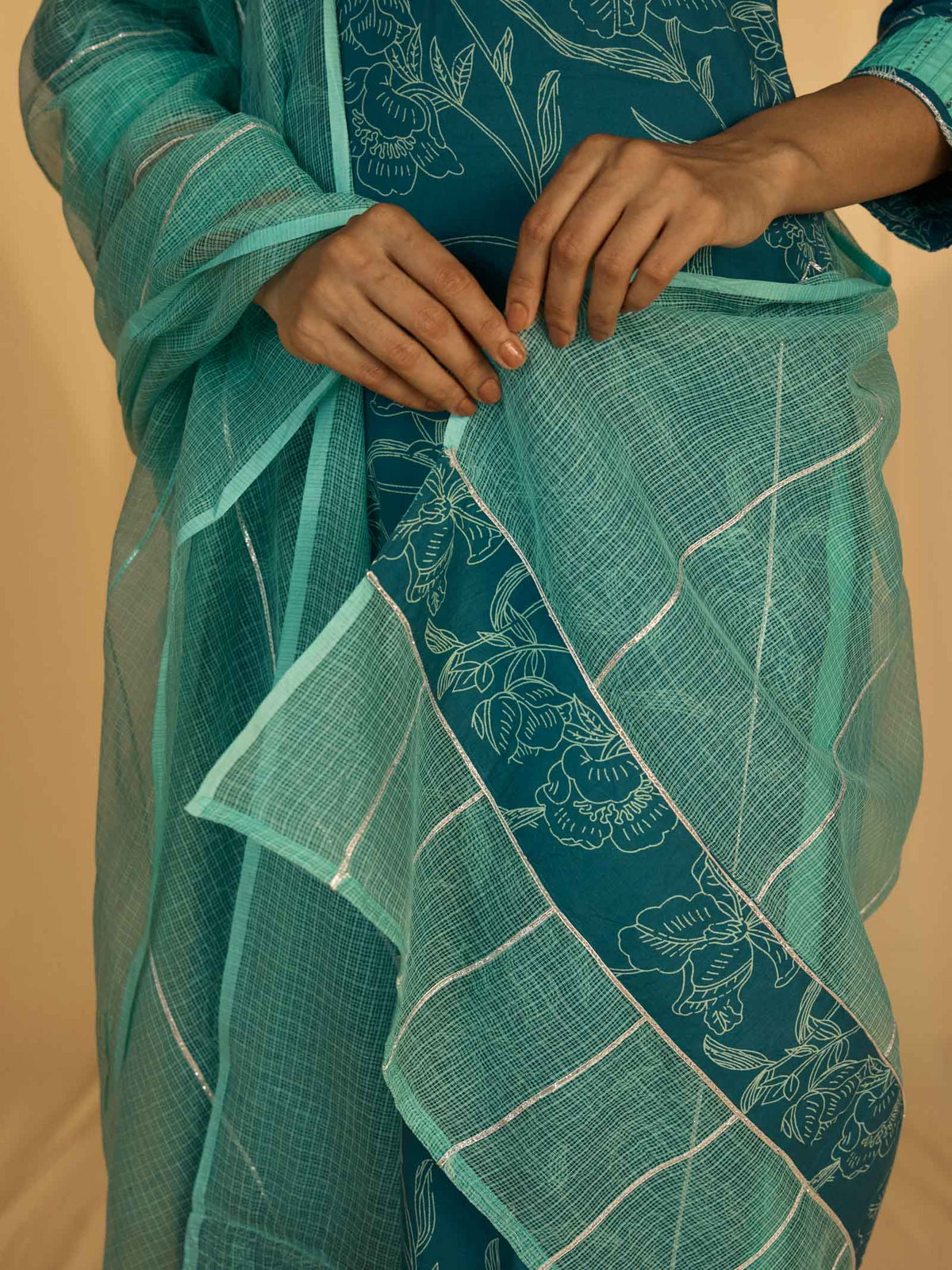 Teal Kota Dupatta