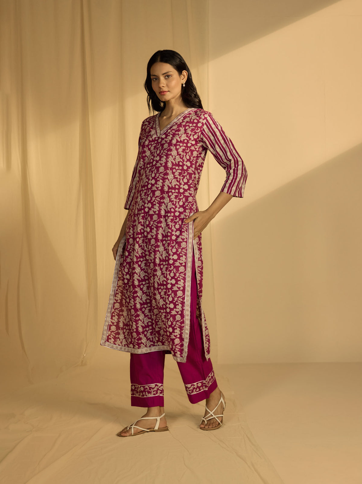 Purple Ink Cotton Kurta