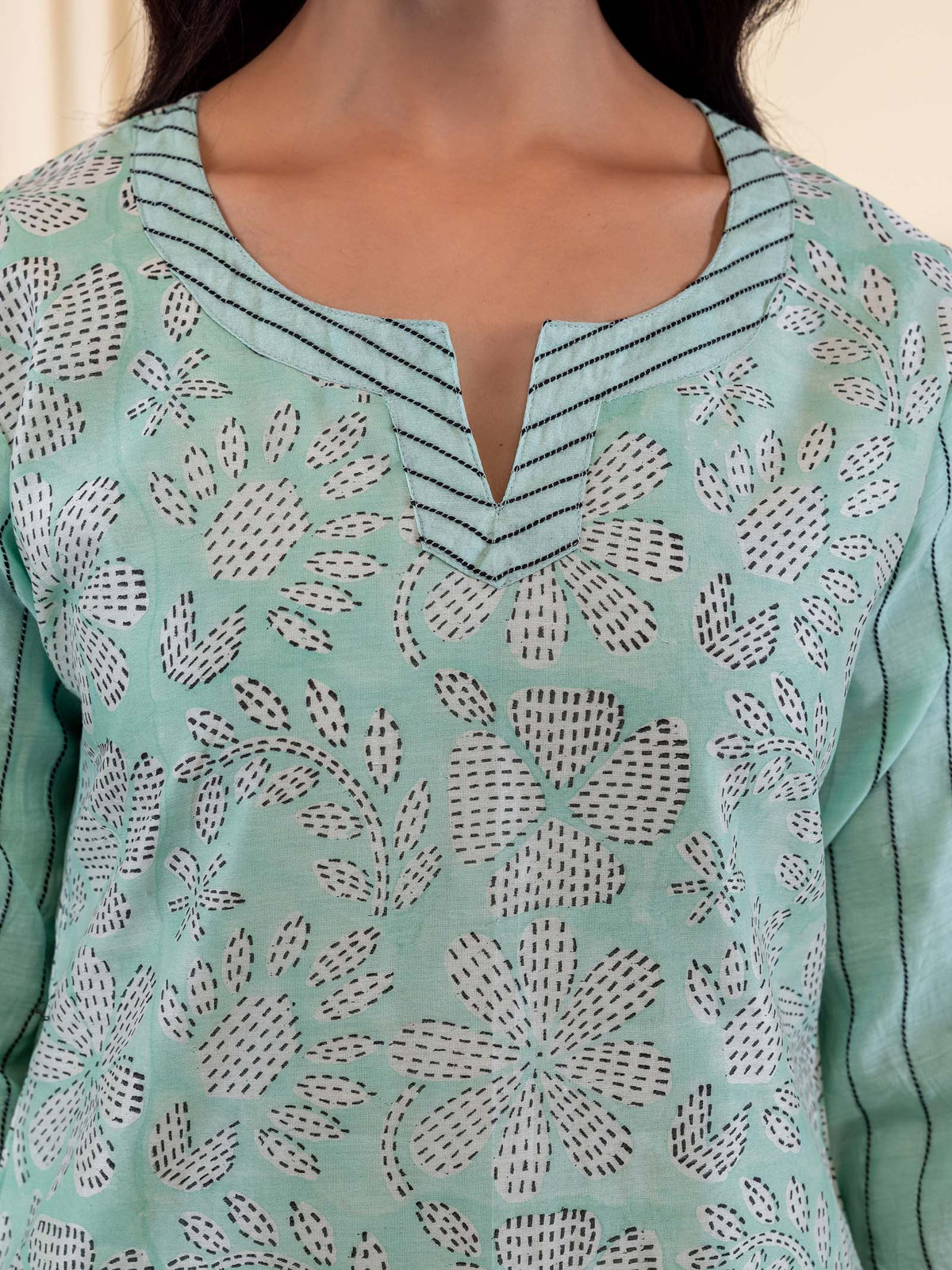Aqua Flower Chanderi Kurta