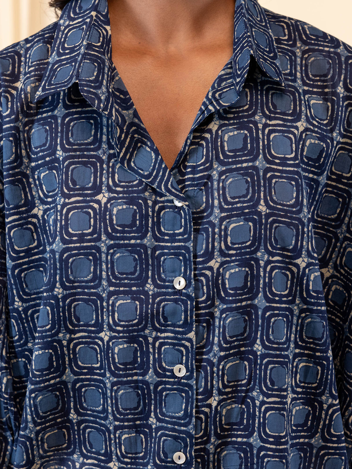 Indigo Boxes Madras Voile Shirt