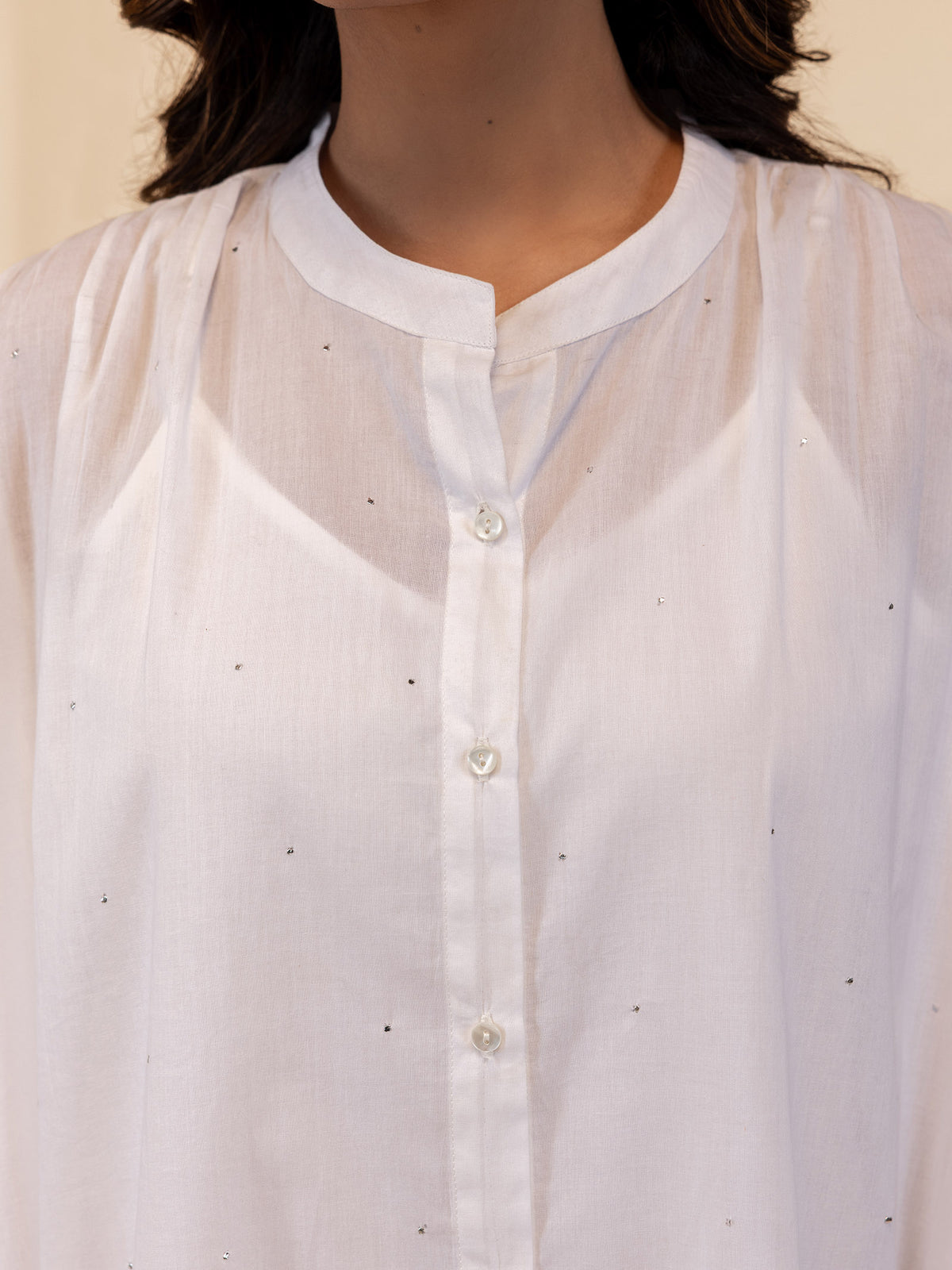 White Wash Mukaish Voile Tunic