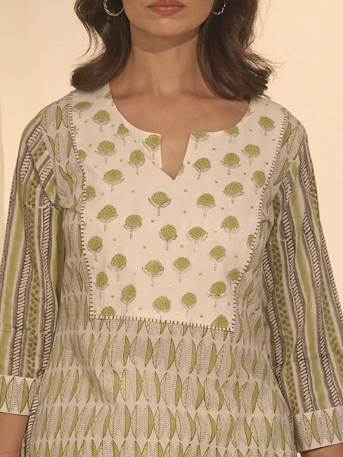 Tea Green Cotton Kurta