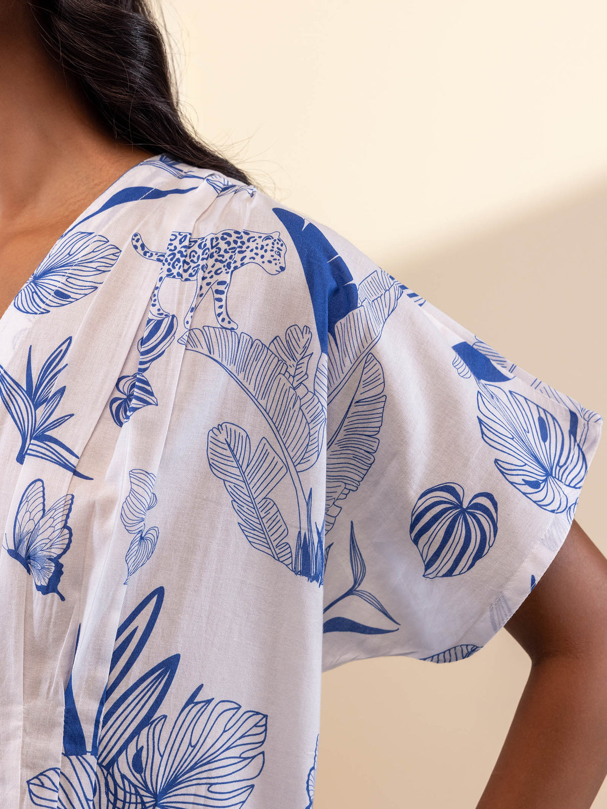Blue Tropical Island Bali Cotton Dress