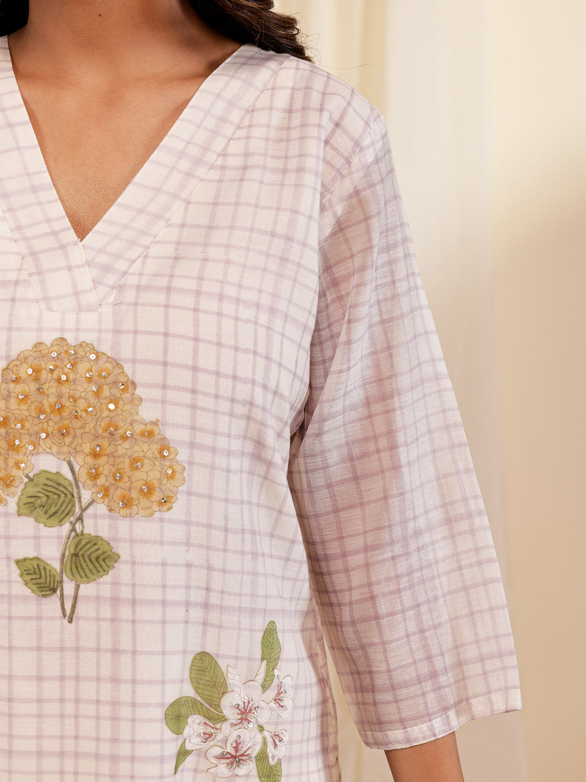 Fussy Fusion Lavender Chanderi Kurta