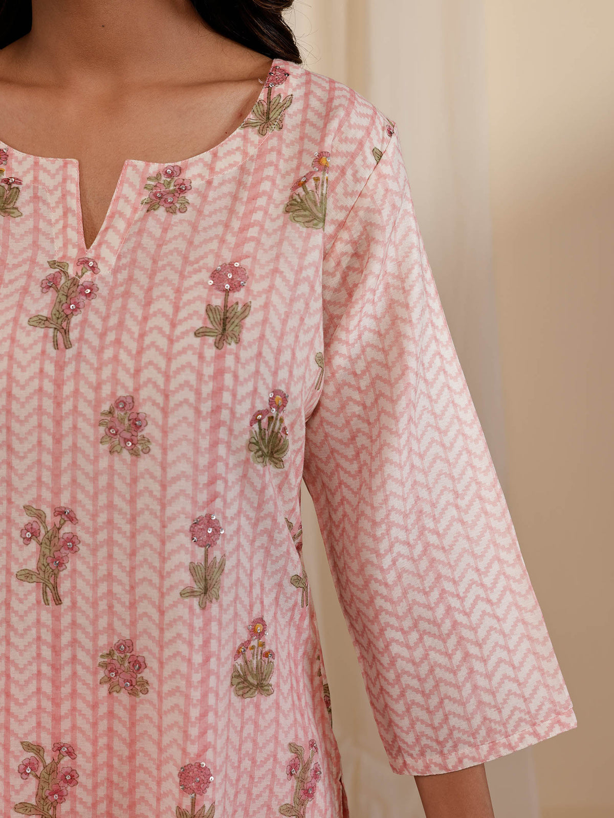 Fussy Fusion Peach Chanderi Kurta