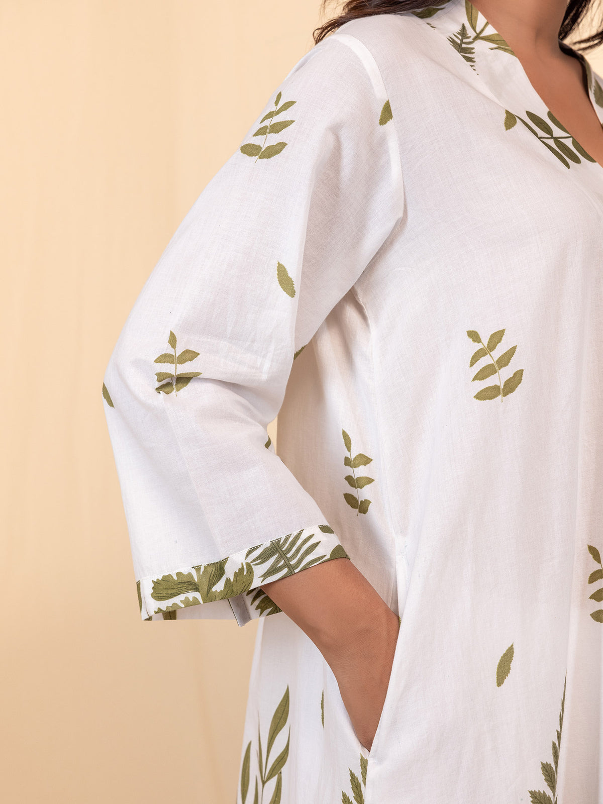 Green Leaves Cotton Kurta