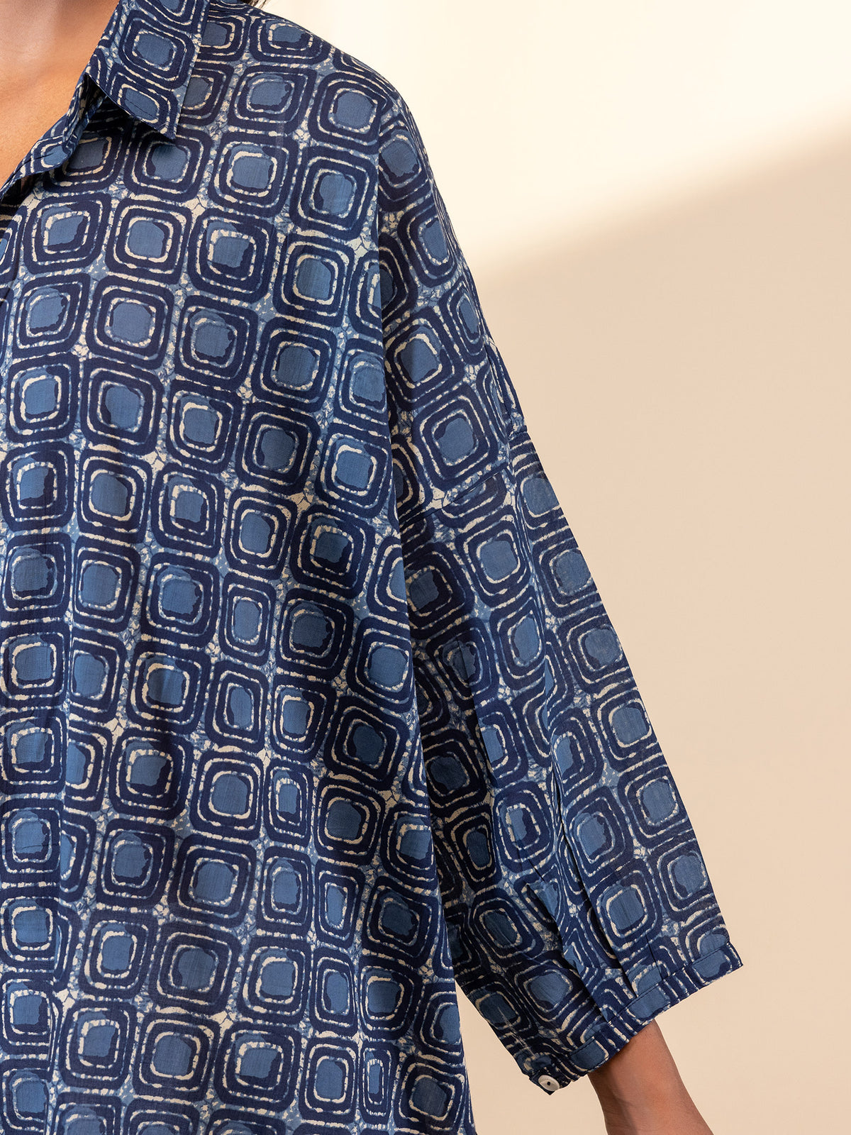 Indigo Boxes Madras Voile Shirt