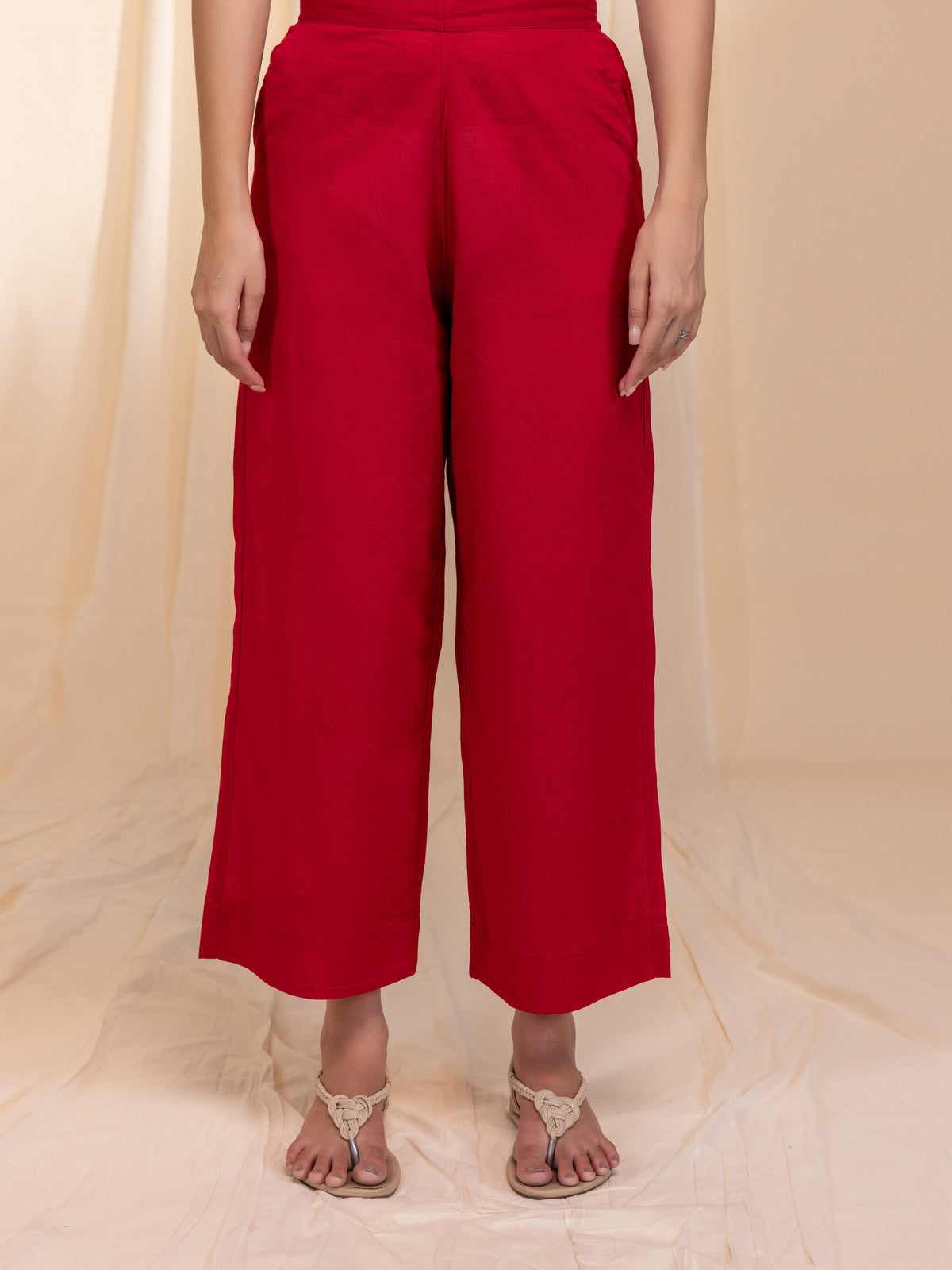 Colour Bracket Miss Red Voile Straight Pant
