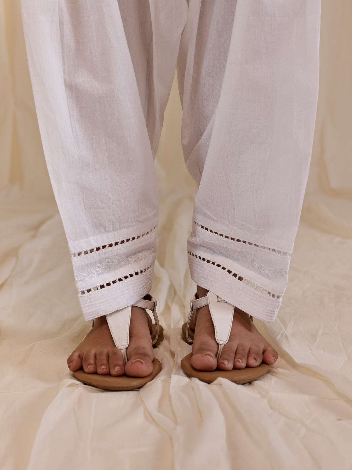 White Wash Emb Cotton Salwar