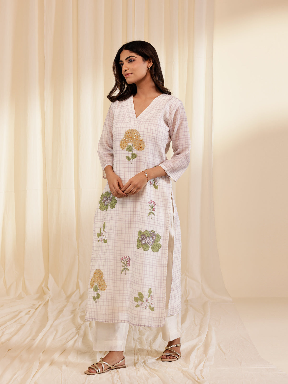 Fussy Fusion Lavender Chanderi Kurta