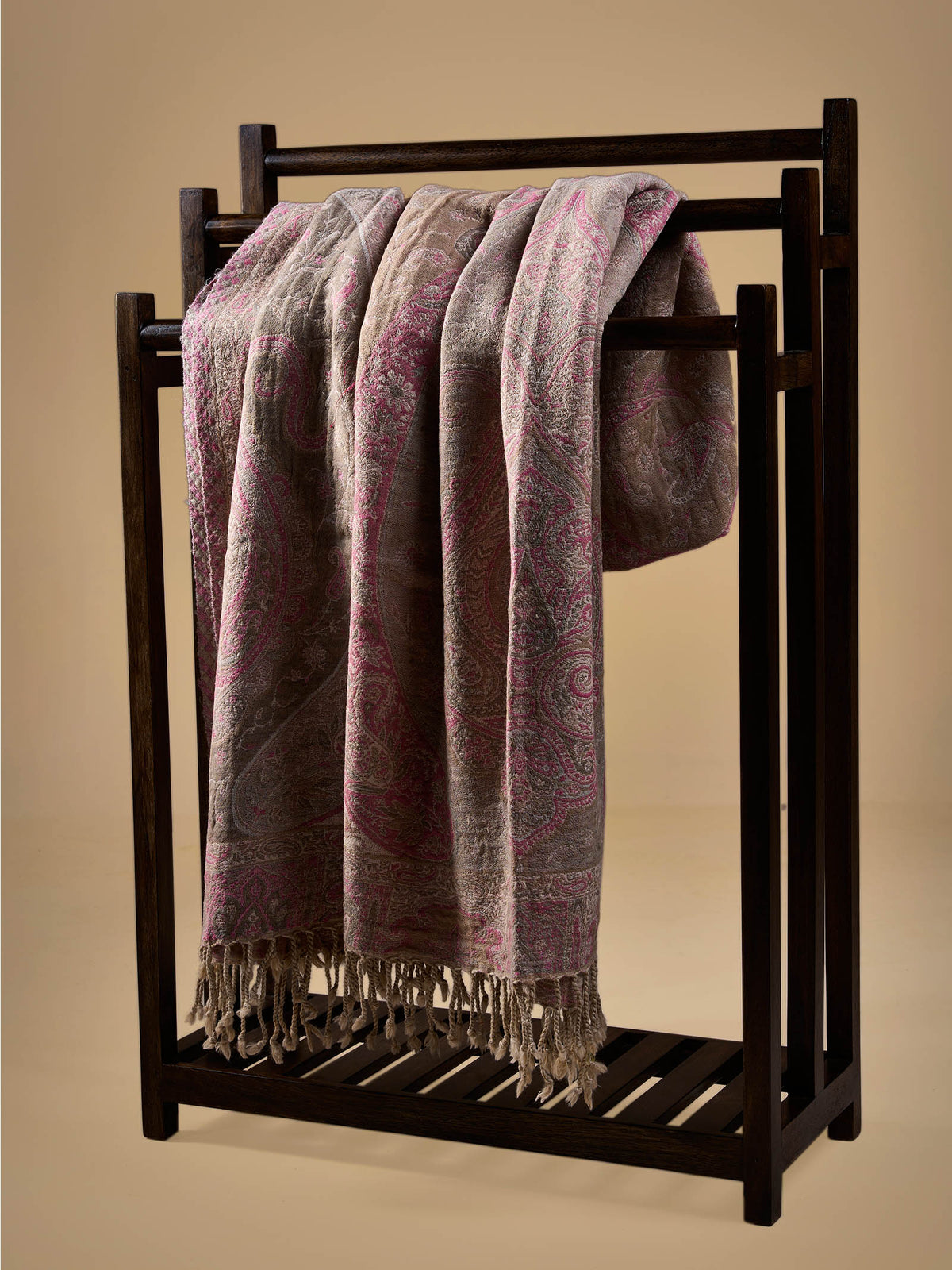Woollen Throw Jamawar Weaves - Pink