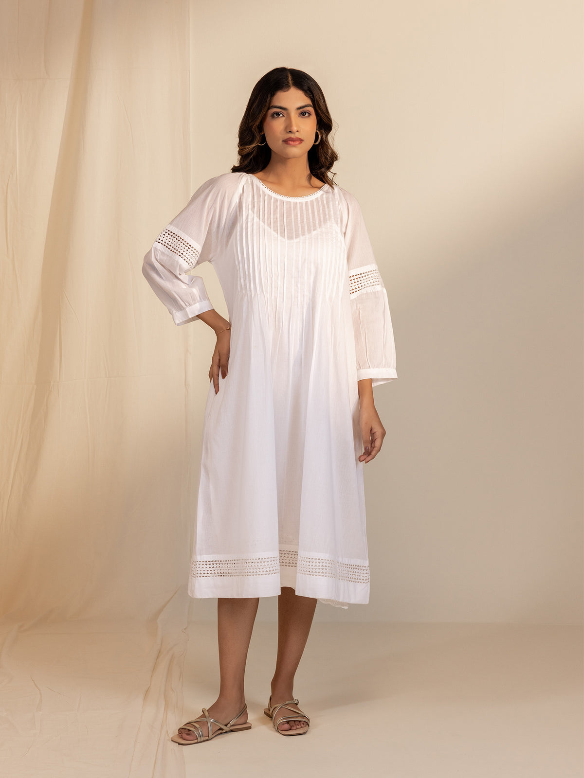 White Wash Lace Voile Dress
