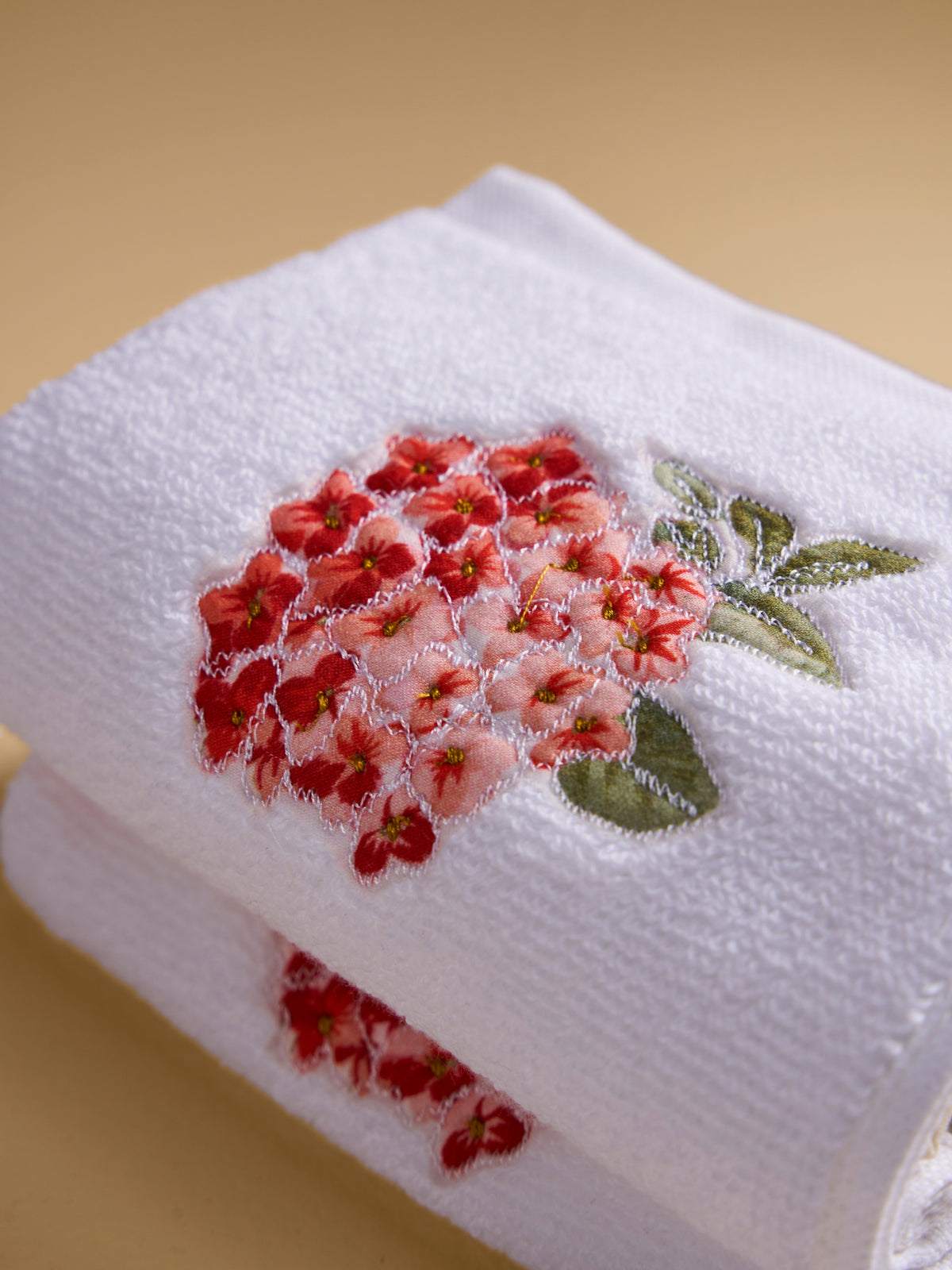 Red Ixora Face Towel (Set of 2)