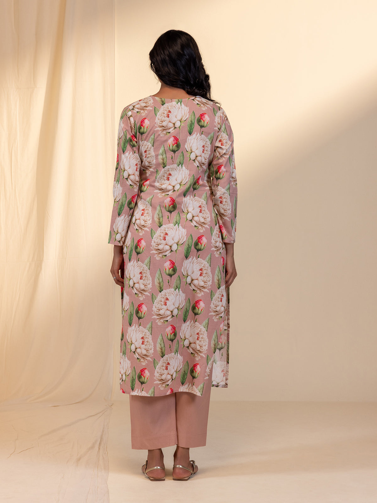 Bold And Beautiful Cotton Kurta - (Peach)