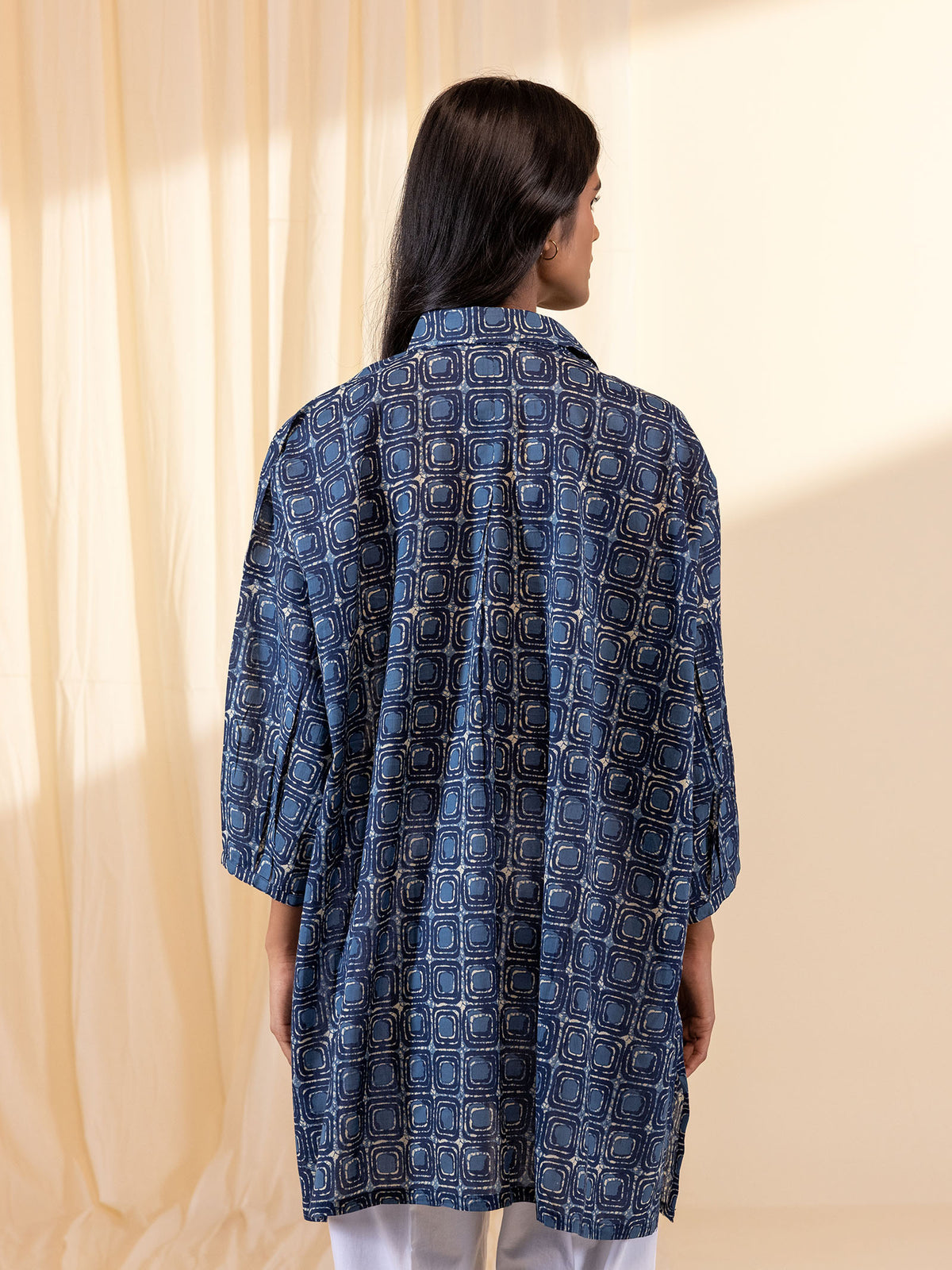 Indigo Boxes Madras Voile Shirt
