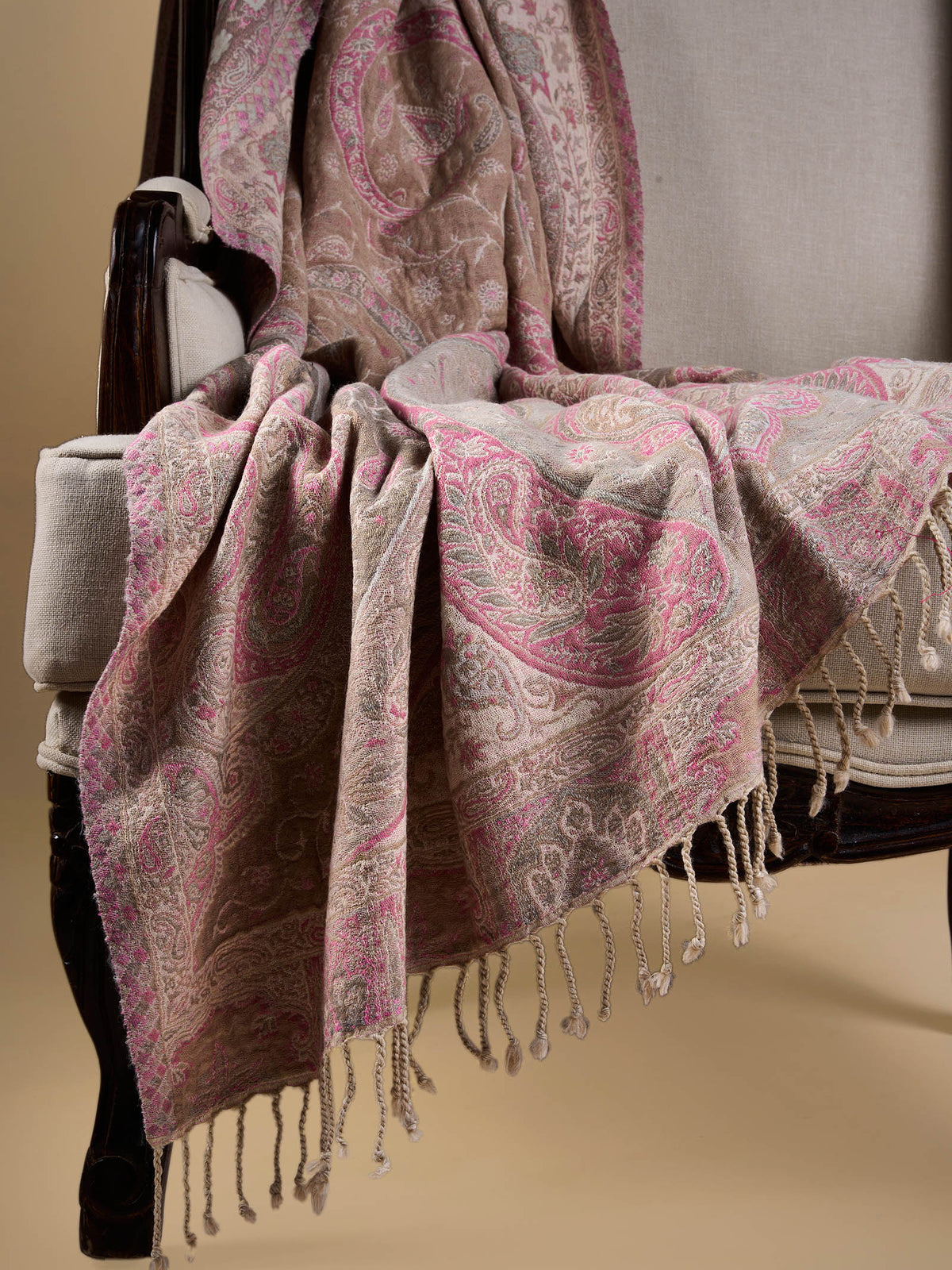 Woollen Throw Jamawar Weaves - Pink
