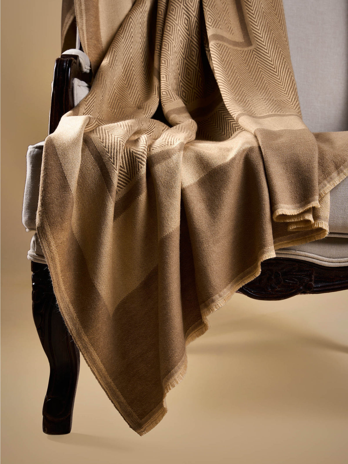 Woollen Throw Handloom- Beige