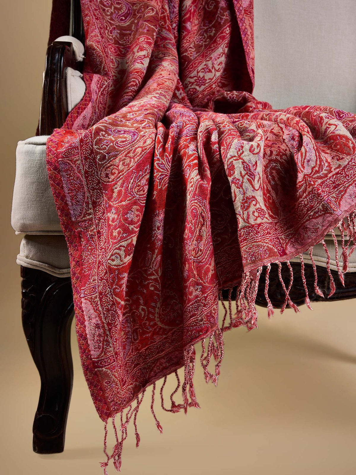 Woollen Throw Jamawar Weaves - Red