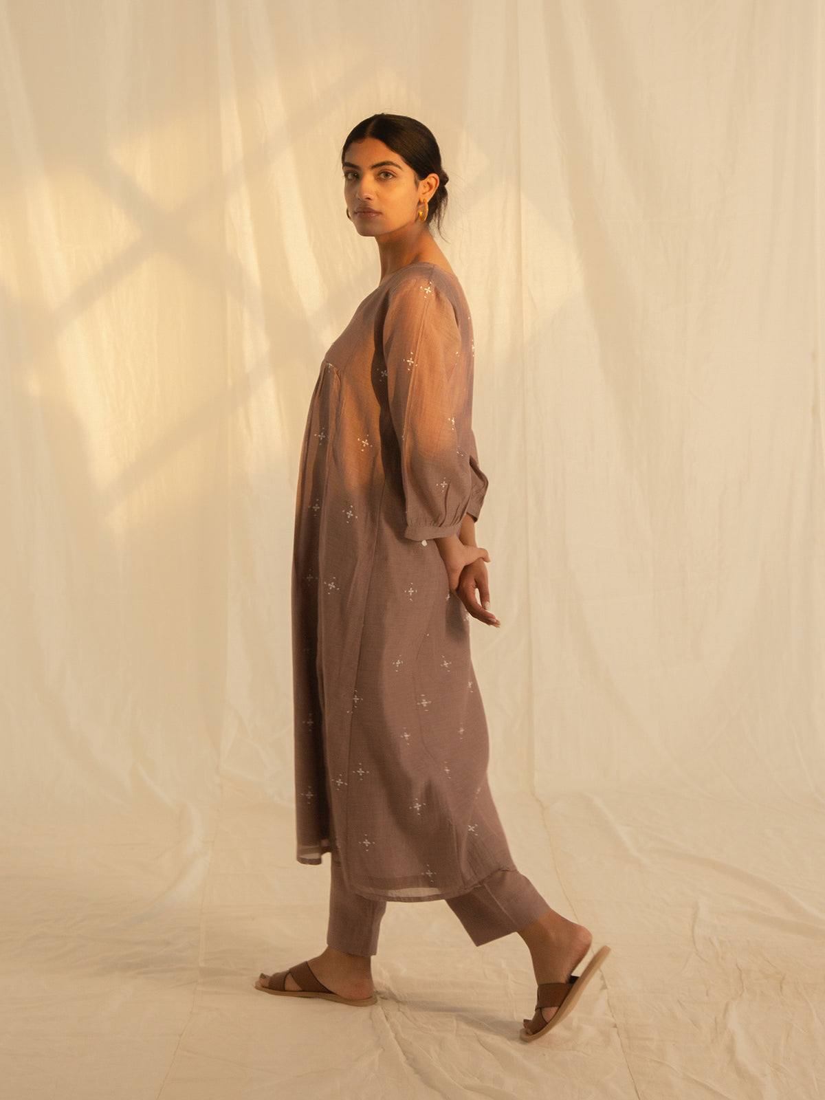 Needle Work Mushroom Chanderi Kurta
