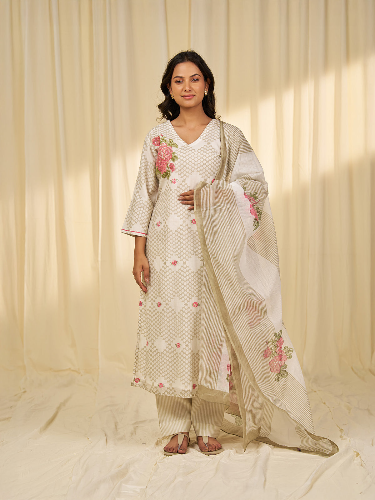 Bare Ivory Rosa Kota Dupatta