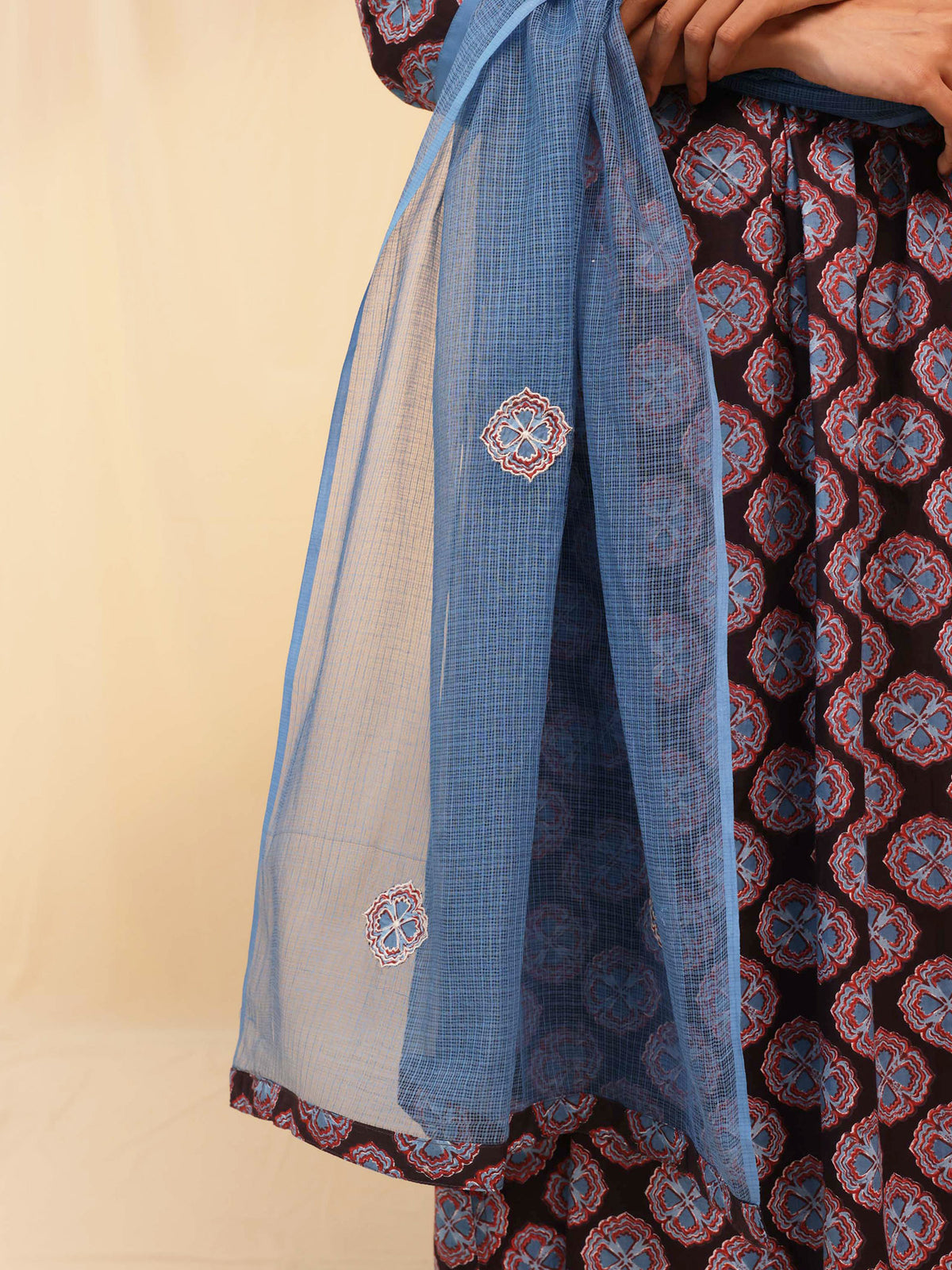 Blue Buttons Kota Dupatta