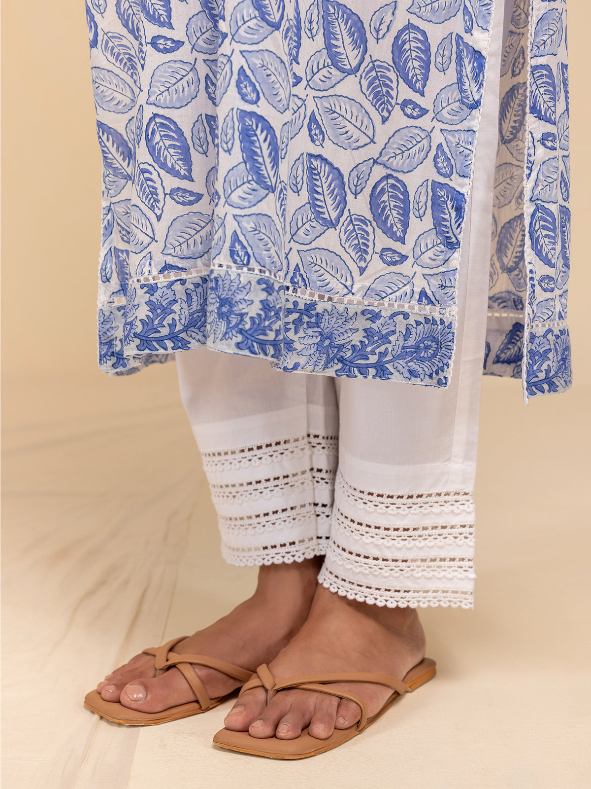 Blue Leaves Voile Kurta