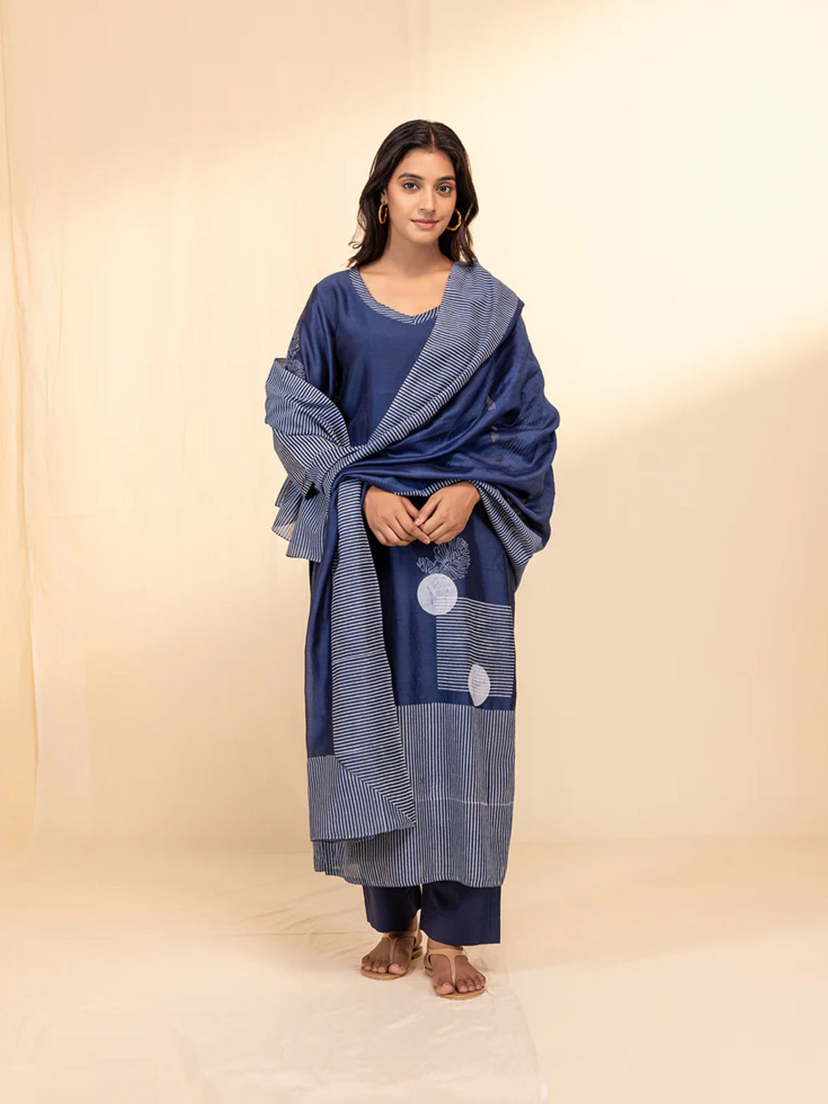 Blue Modern Chanderi Dupatta