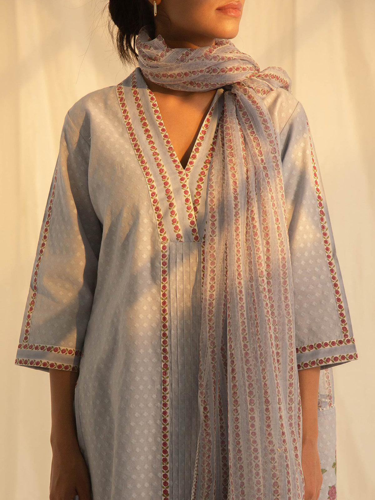 Blue Roses Chanderi Kurta