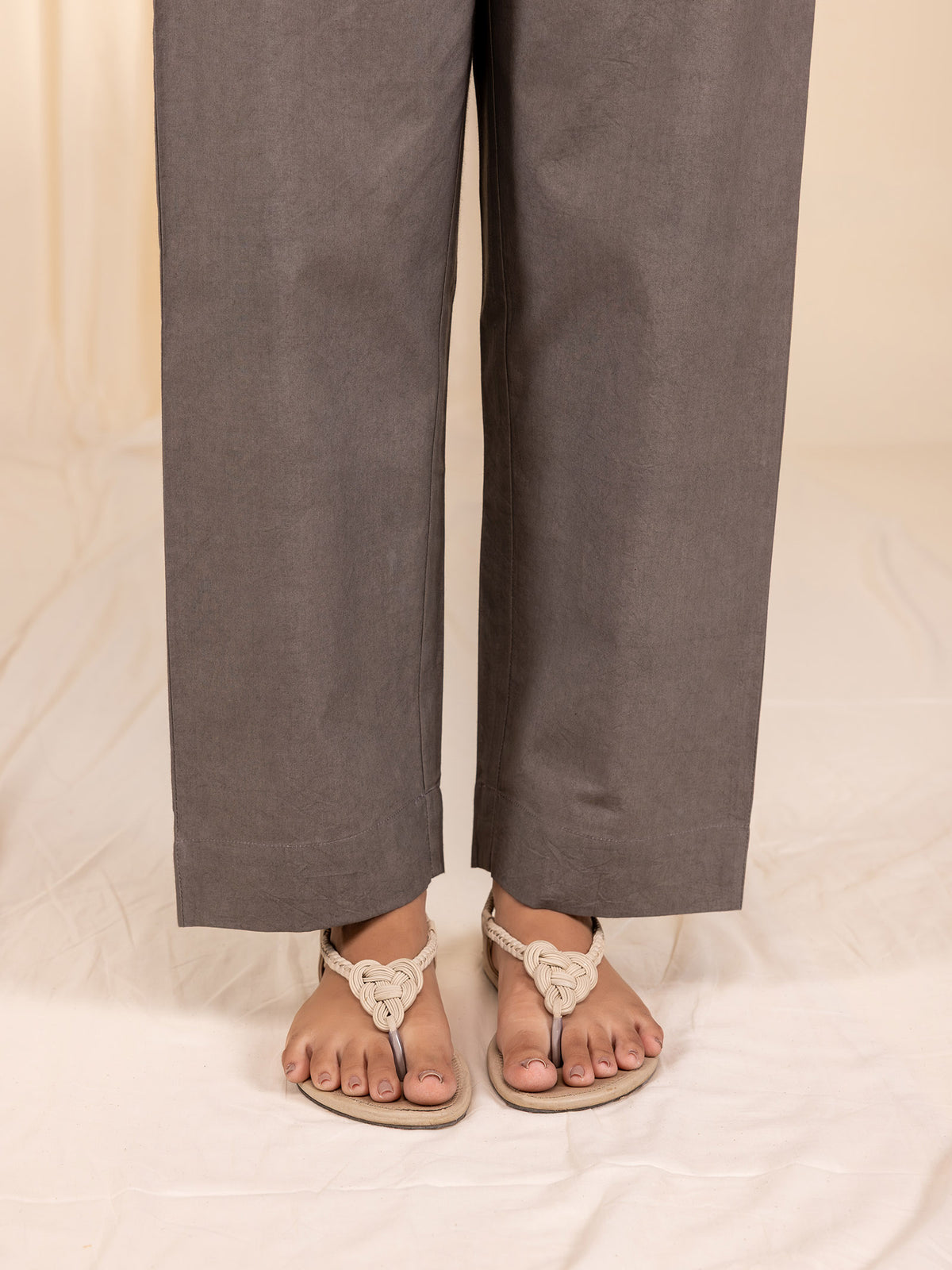Blush Over Stone Cotton Straight Pants