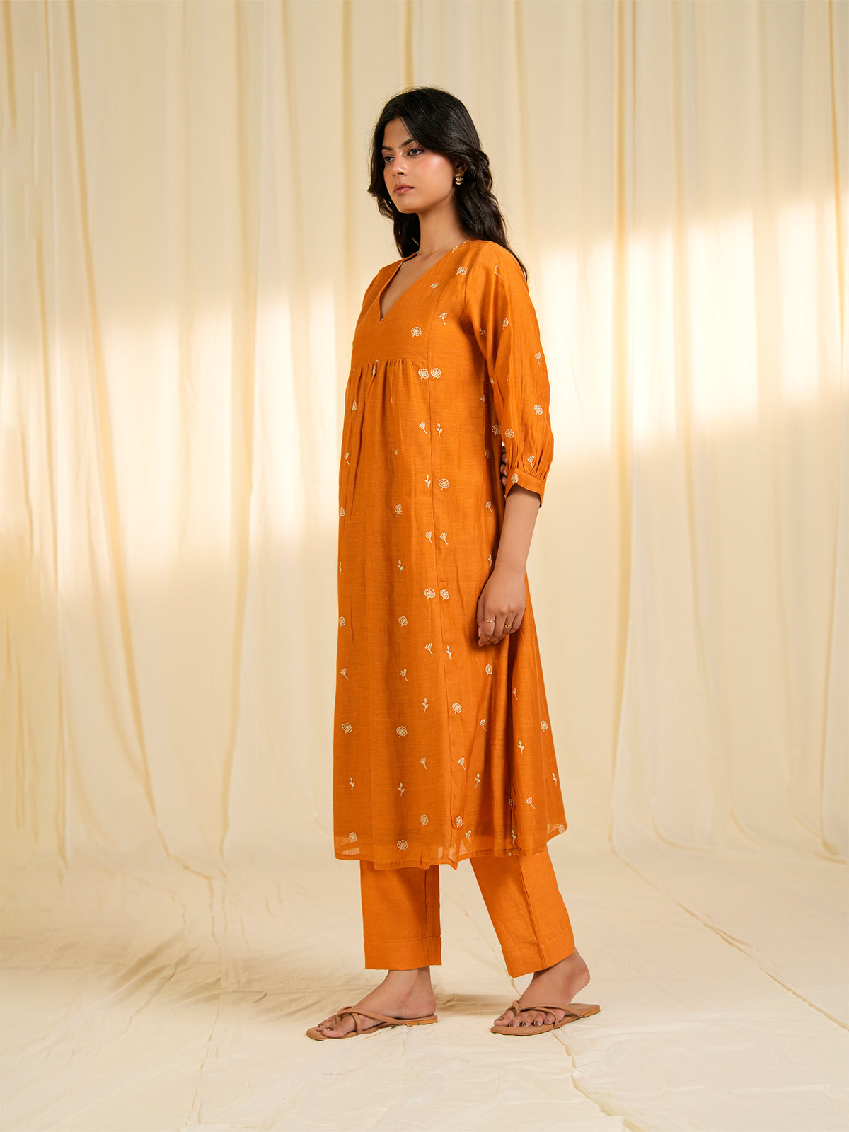 Burnt Gold Chanderi Kurta