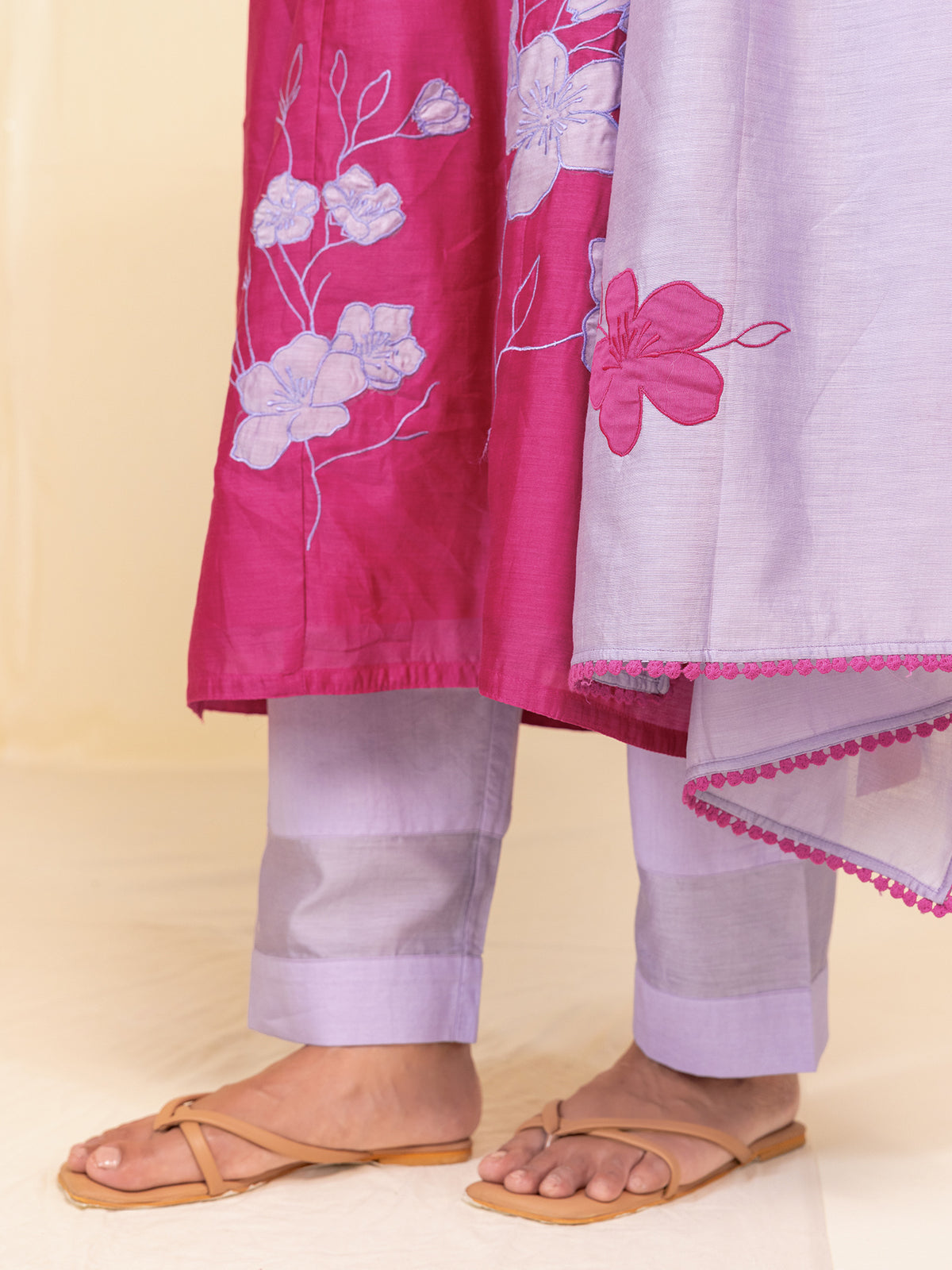 C-B Pink Chanderi Dupatta
