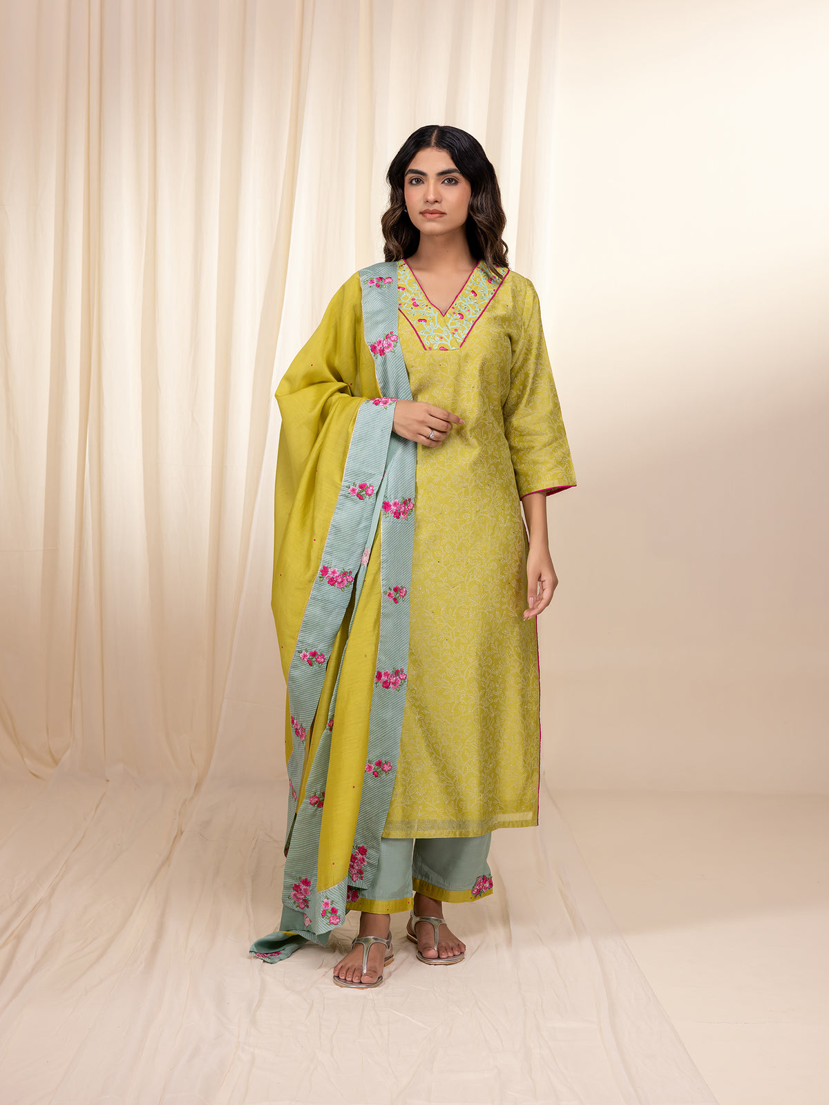 Celebration Citrus Chanderi Dupatta
