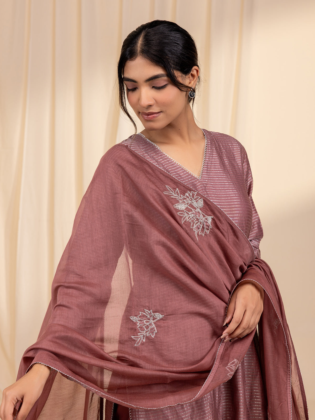 Celebration Dusty Rose Chanderi Dupatta