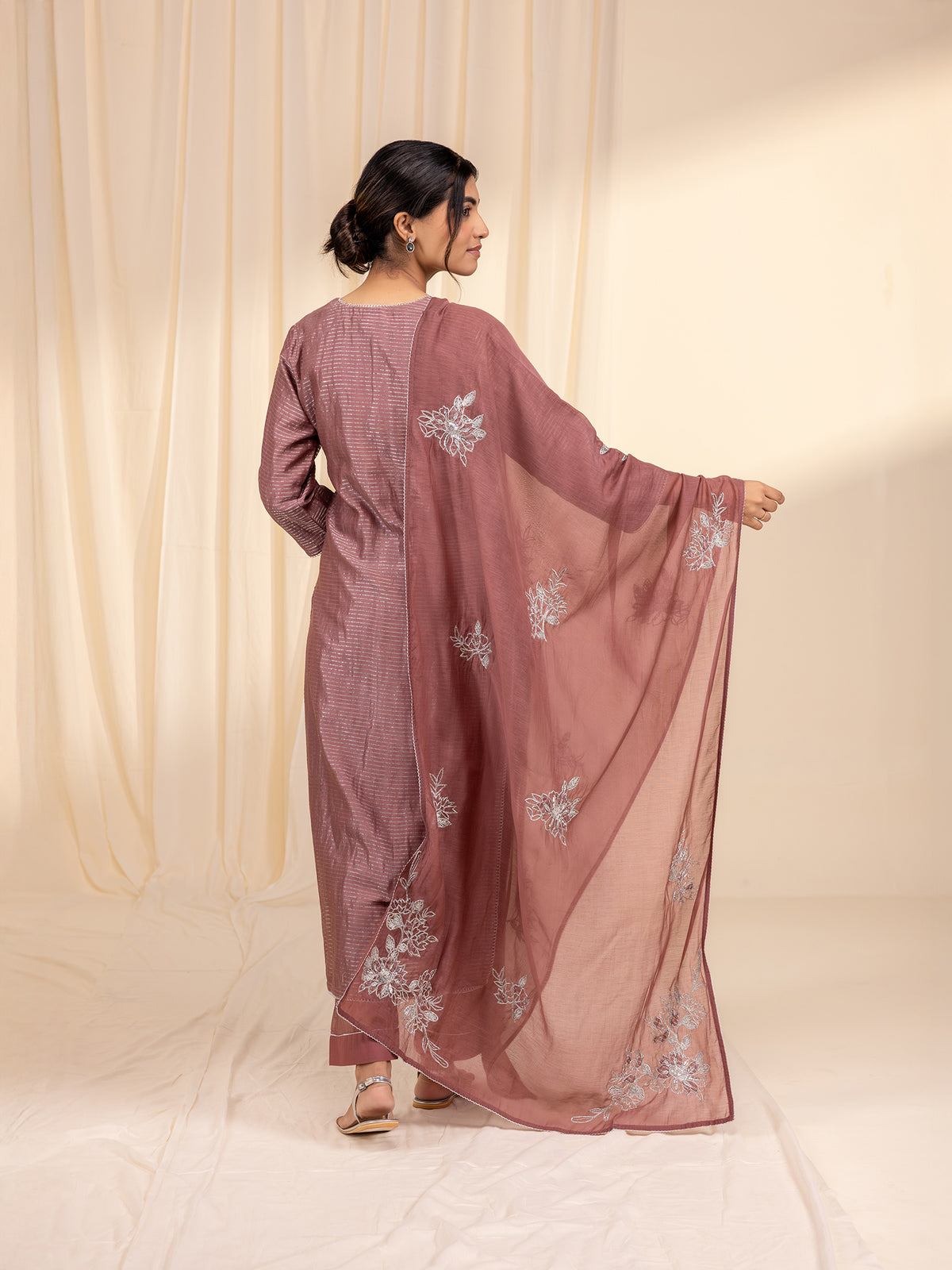 Celebration Dusty Rose Chanderi Dupatta