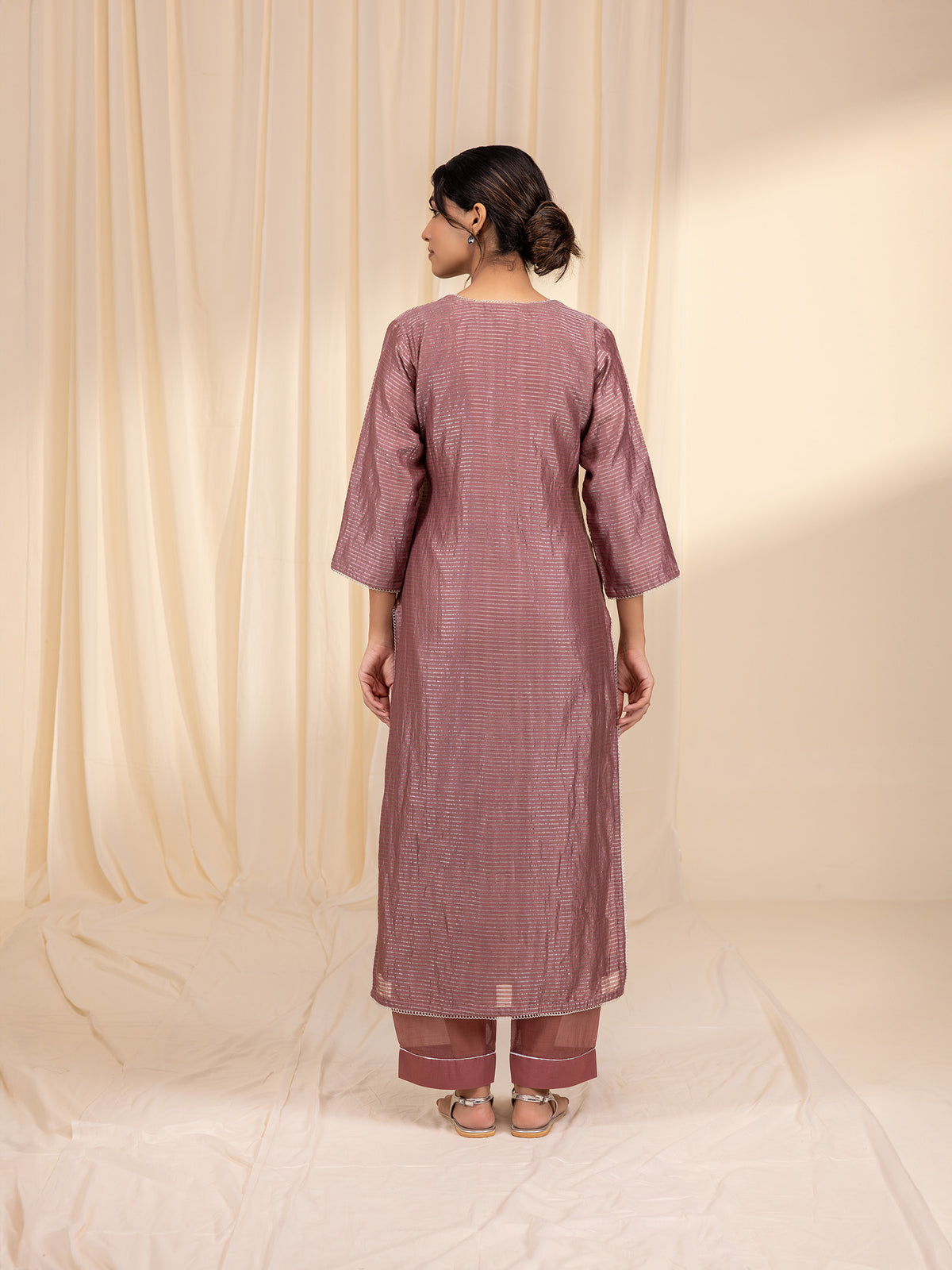 Celebration Dusty Rose Chanderi Kurta