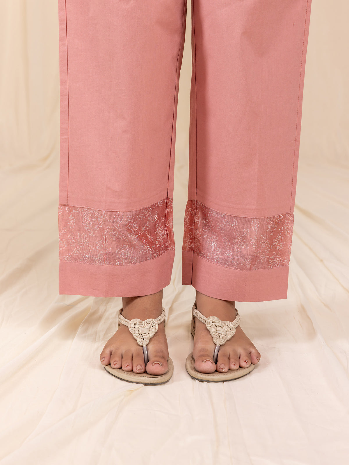 Celebration Peach Cotton Straight Pants