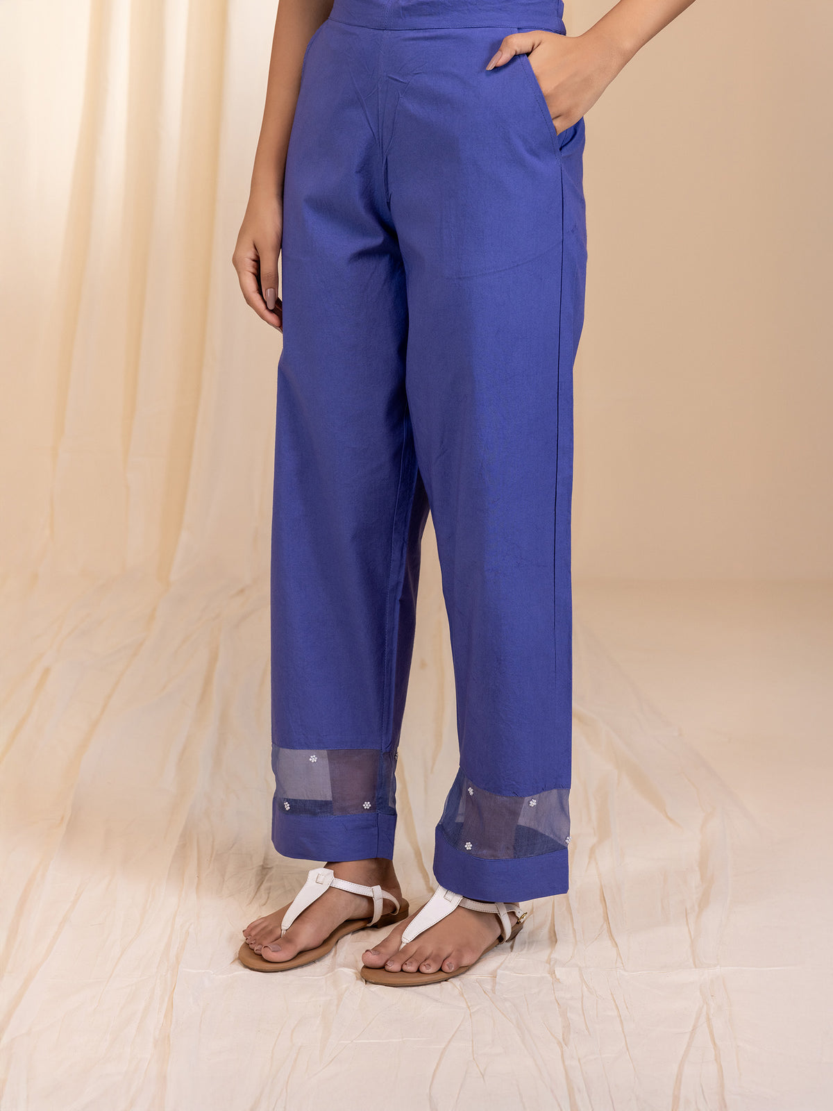 Celebration Purple Cotton Straight Pants