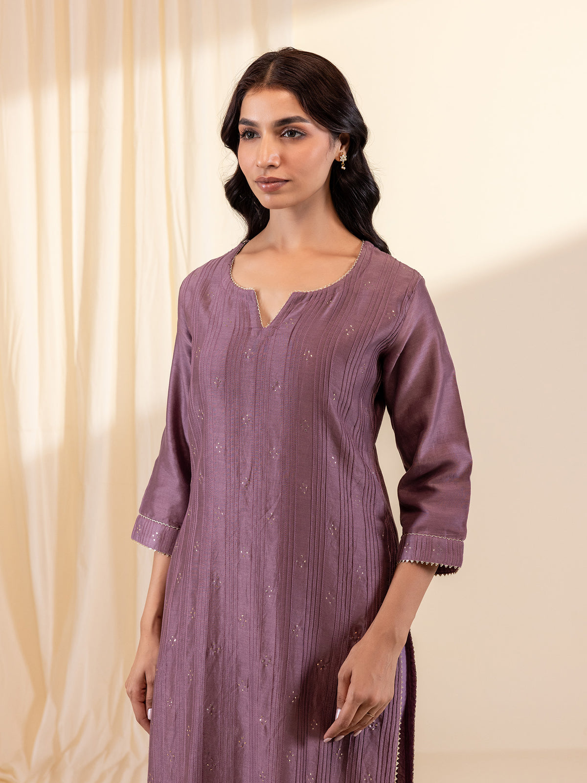 Celebration Violet Chanderi Kurta