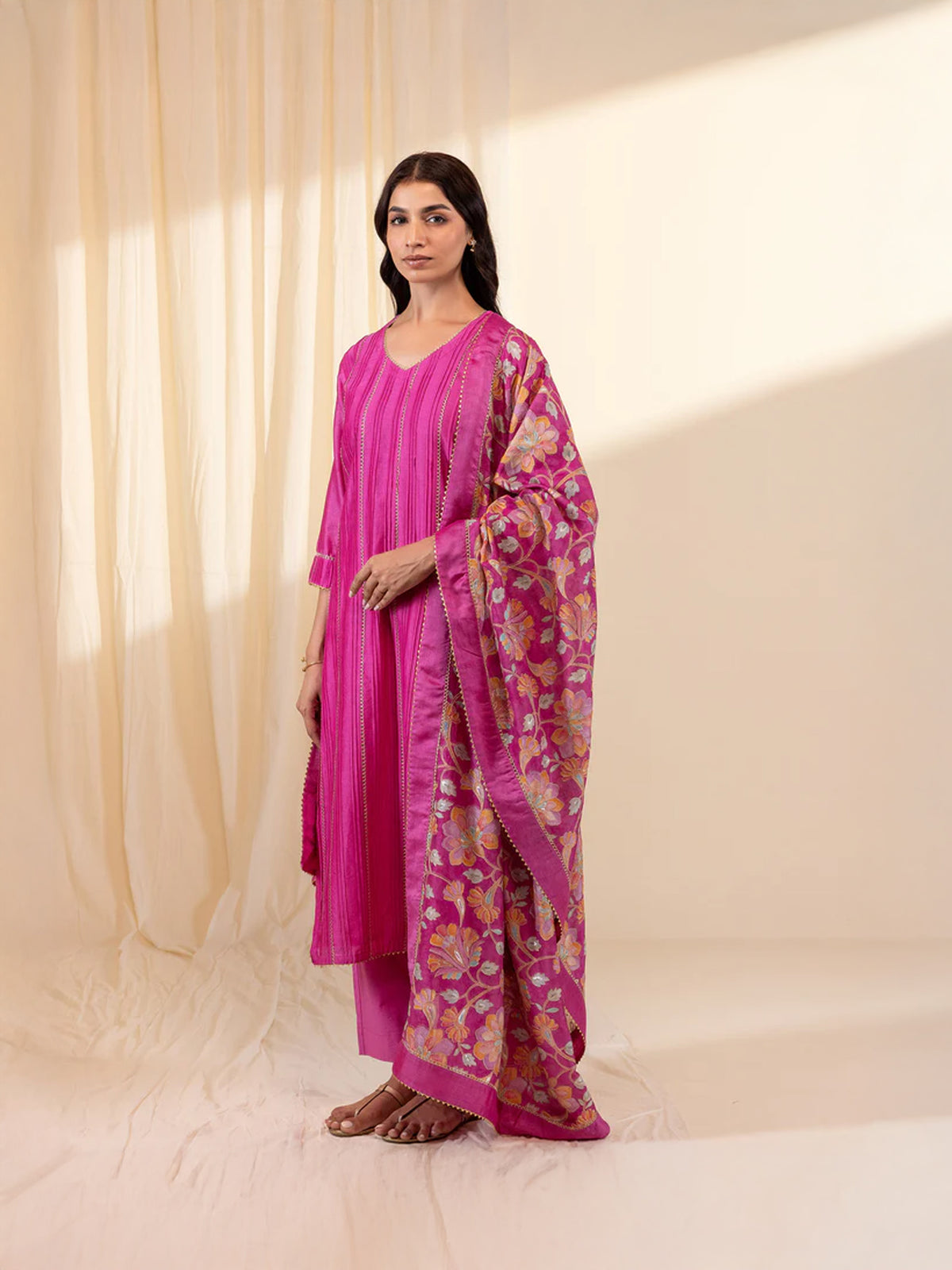Celebration Magenta Chanderi Dupatta
