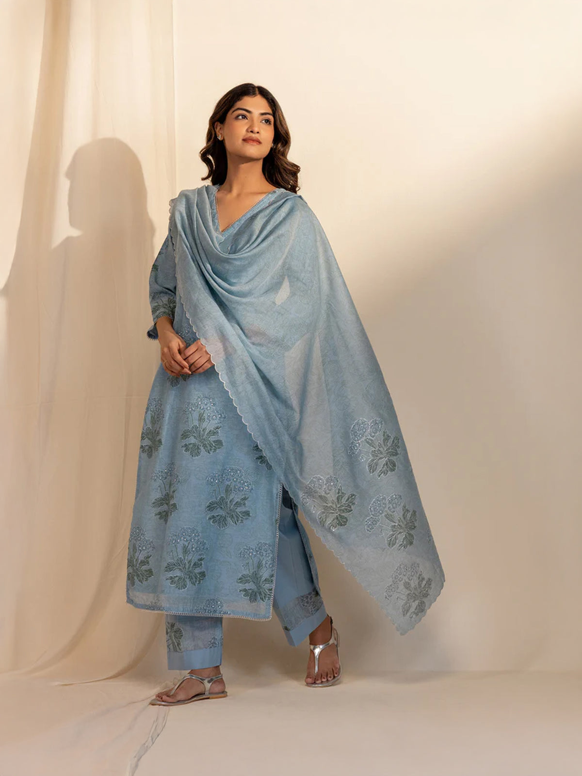 Silver Smith Blue Chanderi Dupatta