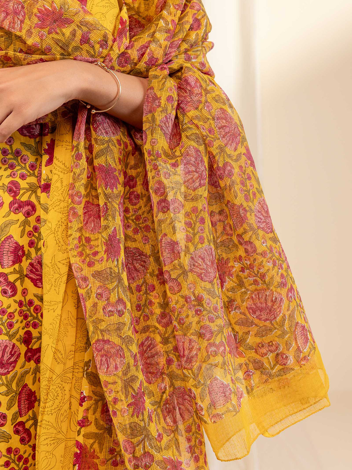 Mustard Raspberries Kota Dupatta