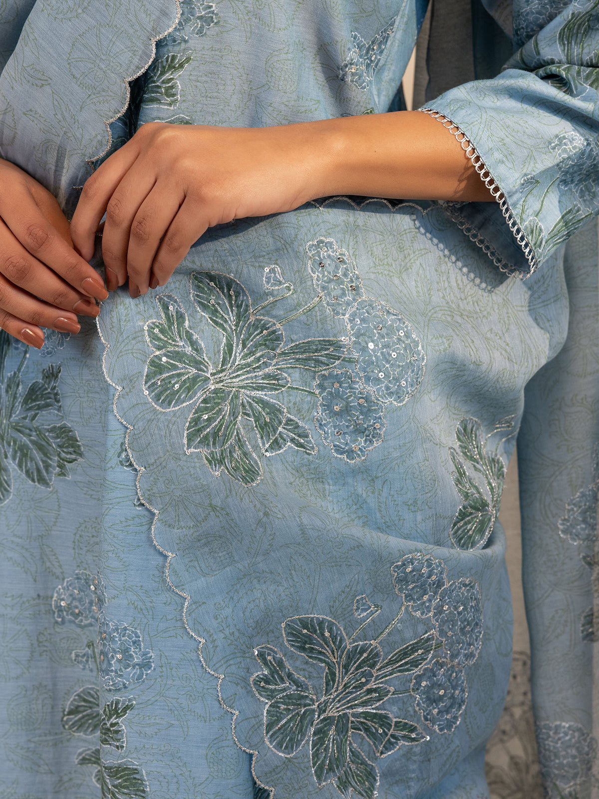 Silver Smith Blue Chanderi Dupatta