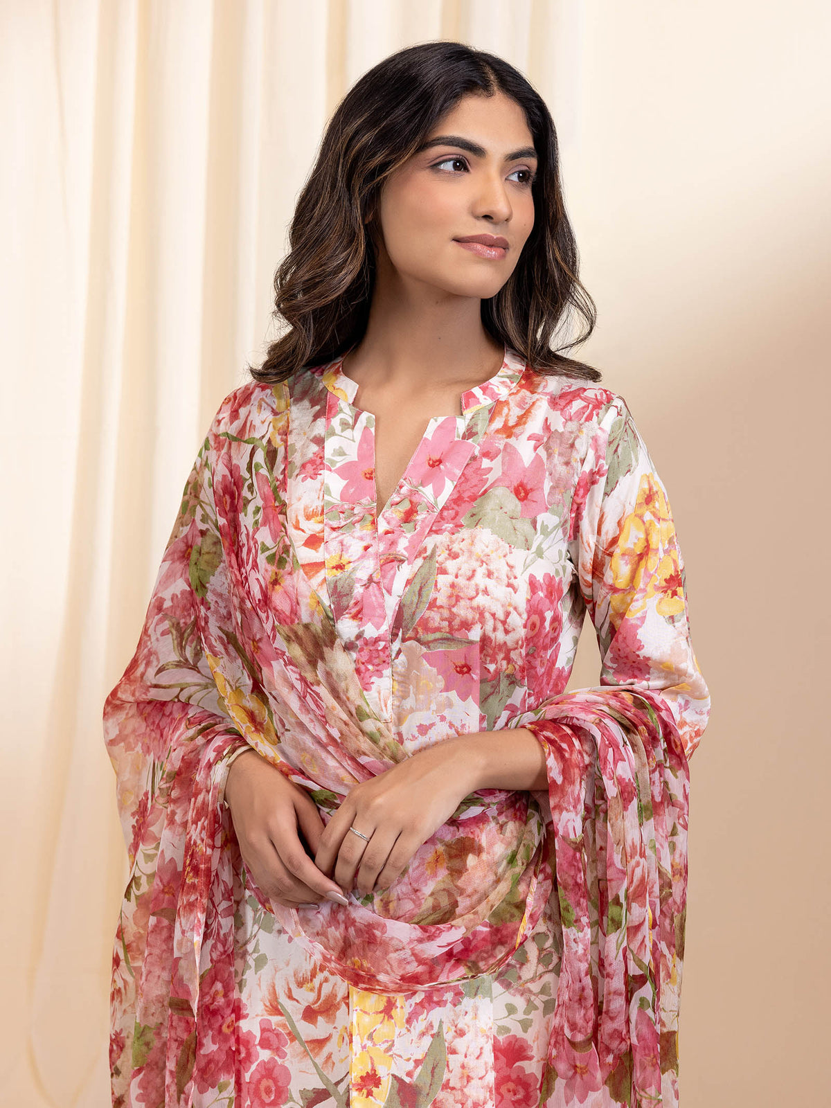 Bloom Peach Chiffon Dupatta